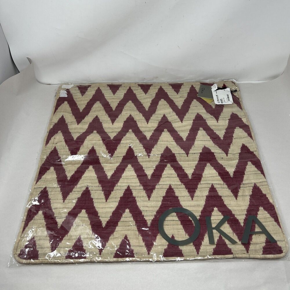 Brand New OKA Zacke Cushion Cover in Loganberry 20 x 20" Cotton & Silk Blend